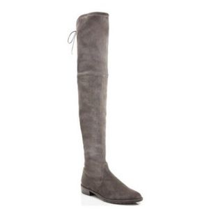 STUART WEITZMAN Womens Gray Lowland Round Toe Block Heel Leather Boots,Size 8.5M